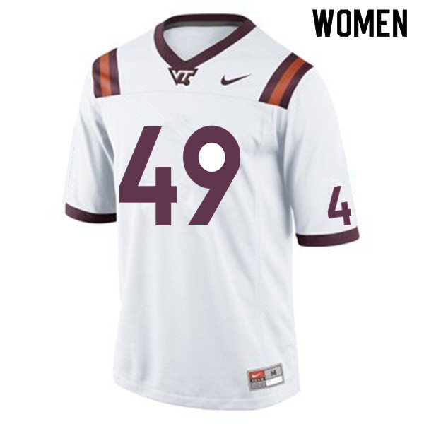 Women #49 Ed Robinson Virginia Tech Hokies College Football Jerseys Sale-White